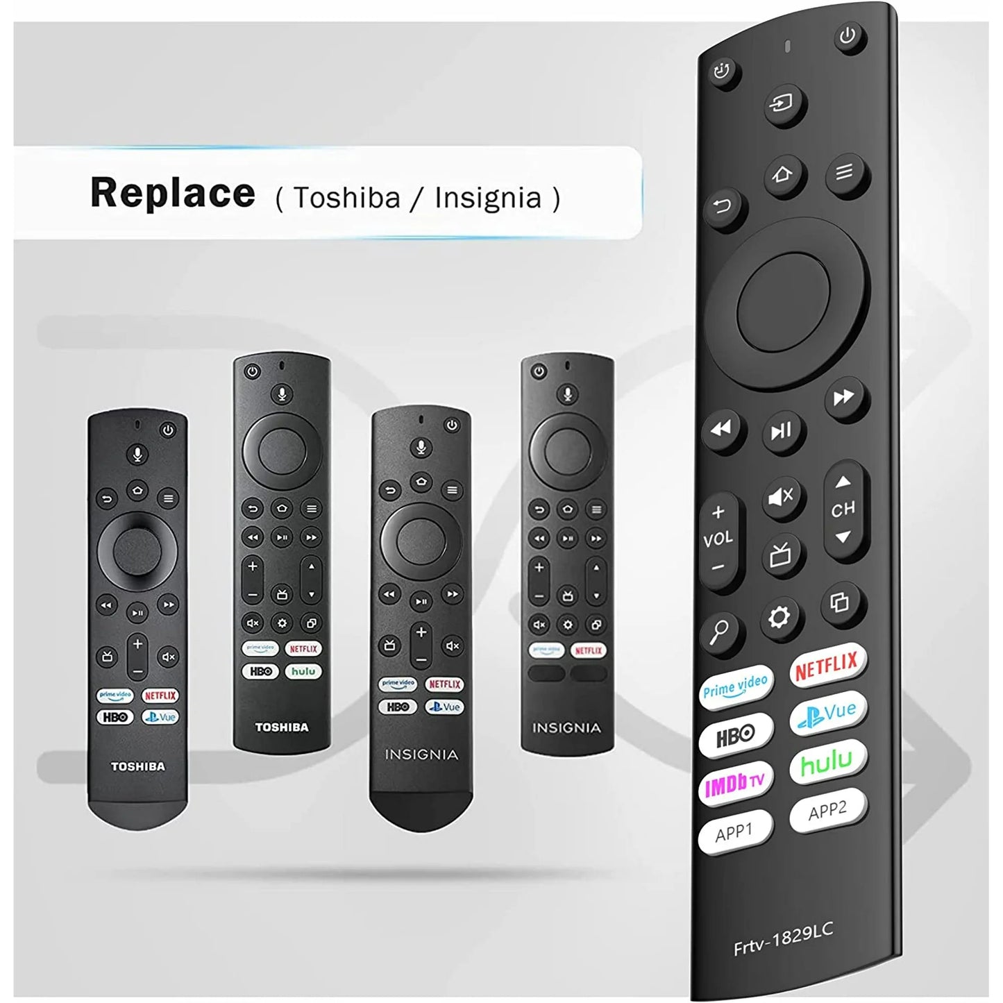 Replacement Remote for Toshiba Fire TVs and Insignia Fire/Smart TVs with Netflix, Prime Video, ImdbTV, Hulu and More