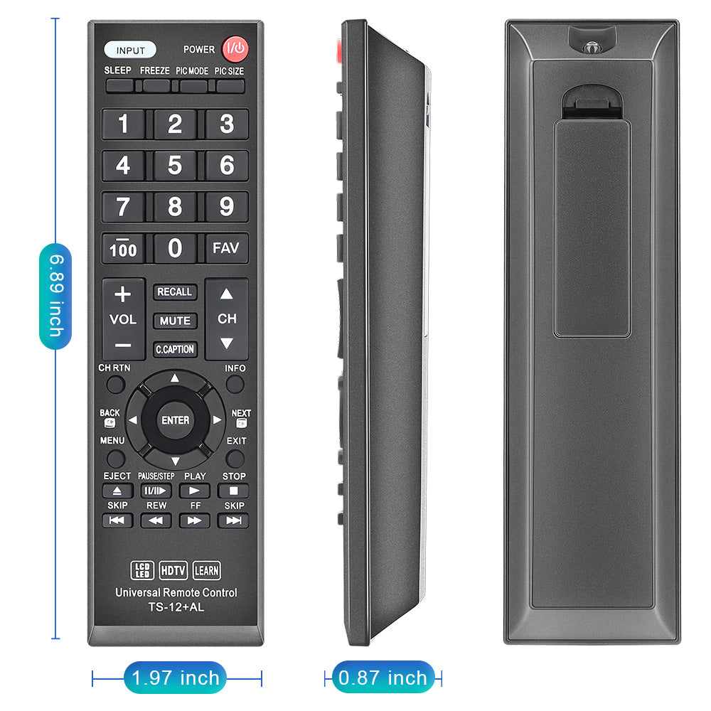 New Replacement Universal Remote CT-90325 for Toshiba BRAND TV, Smart TV - 1 Year Warranty(TS-12+AL)