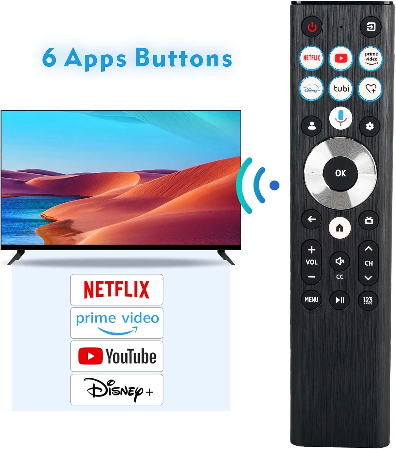 Replacement Voice remote control ERF6B80HL for Hisense Google TV.