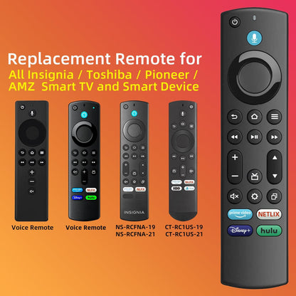 Replacement Voice Remote for Insignia/Toshiba/Hisense/AMZ/TCL/Pioneer Fire Smart TVs, Compatible with AMZ 1/2/3/4 Gen Streaming Device 1-Year