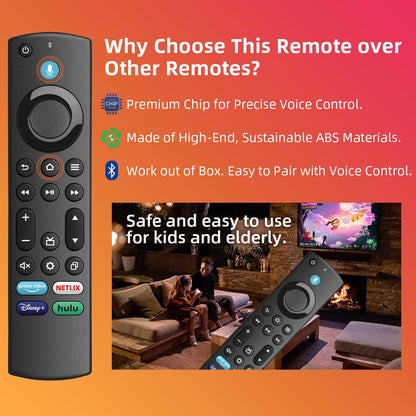 Replacement Voice Remote for Insignia/Toshiba/Hisense/AMZ/TCL/Pioneer Fire Smart TVs, Compatible with AMZ 1/2/3/4 Gen Streaming Device 1-Year
