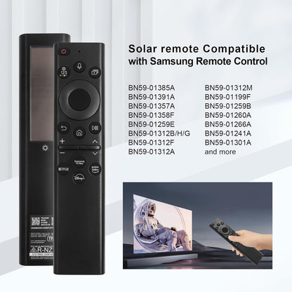for Samsung TV Remote BN59-01385A, Compatible with Samsung Smart TV 2019-2025,Solar Charging Voice Remote, USB-C Rechargeable, Bluetooth Pairing, 4 App Shortcuts, Black