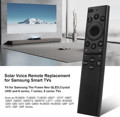 for Samsung TV Remote BN59-01385A, Compatible with Samsung Smart TV 2019-2025,Solar Charging Voice Remote, USB-C Rechargeable, Bluetooth Pairing, 4 App Shortcuts, Black