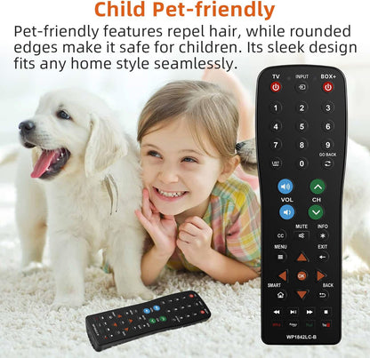 Waterproof Universal Replacement TV Remote Control for TV, Audio System, Cable/Satellite Box, DVD Player, Roku TV, Apple TV, Easy Clean - 2 in 1(WP-1842B)