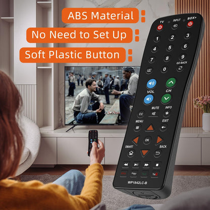 Waterproof Universal Replacement TV Remote Control for TV, Audio System, Cable/Satellite Box, DVD Player, Roku TV, Apple TV, Easy Clean - 2 in 1(WP-1842B)