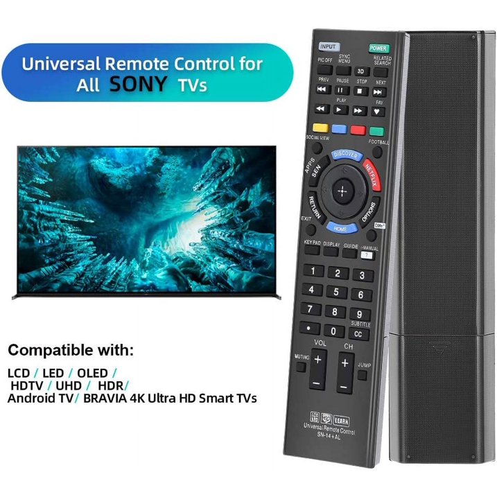 Replacement Universal Remote for Sony TV Sony 4K Ultra HD Smart LED HDTV Smart Bravia TVs with Netflix Buttons(SN-14+AL)