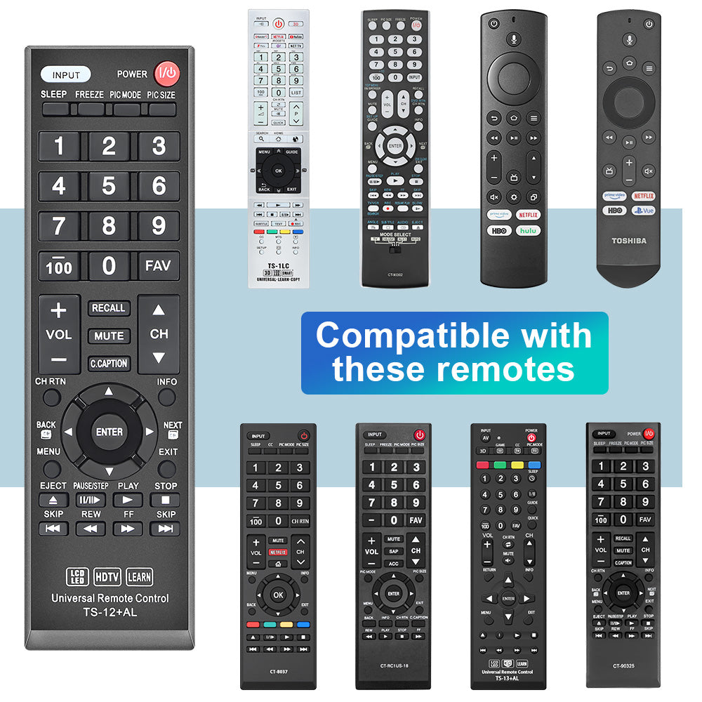New Replacement Universal Remote CT-90325 for Toshiba BRAND TV, Smart TV - 1 Year Warranty(TS-12+AL)
