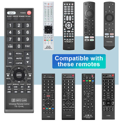 New Replacement Universal Remote CT-90325 for Toshiba BRAND TV, Smart TV - 1 Year Warranty(TS-12+AL)