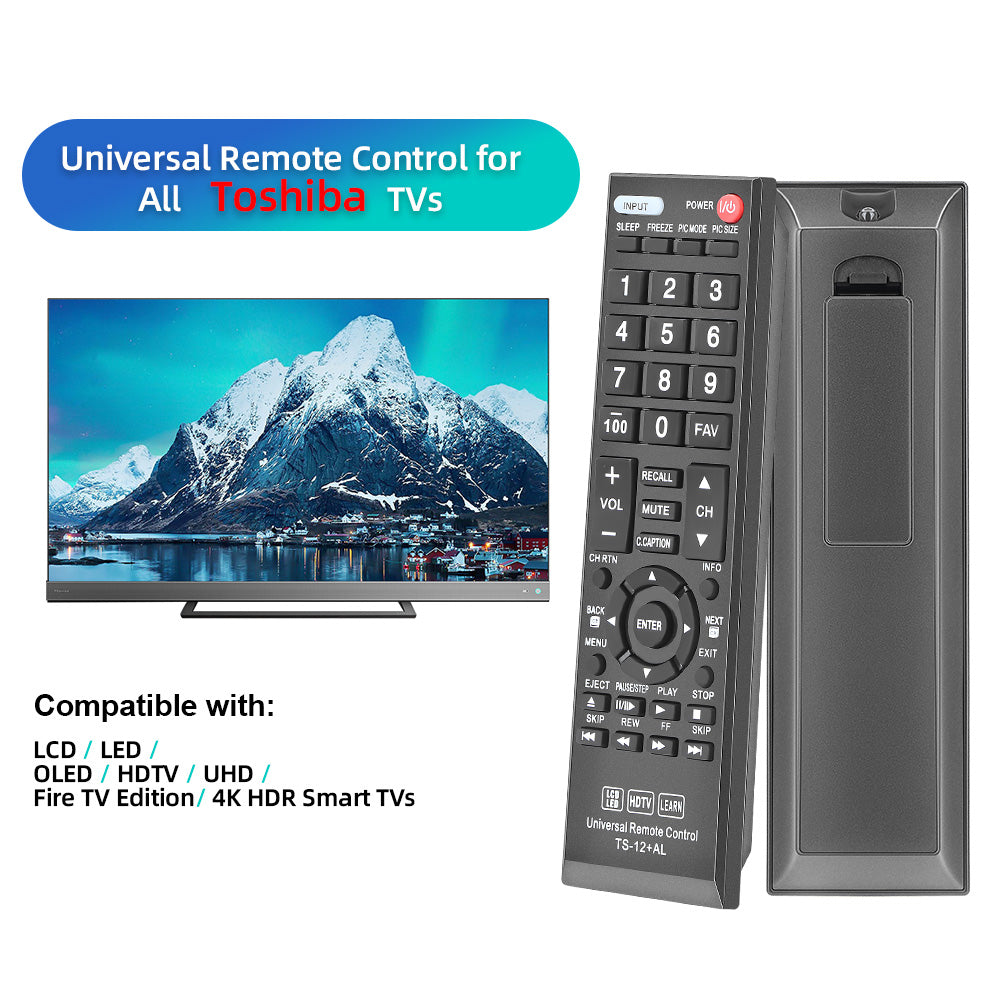 New Replacement Universal Remote CT-90325 for Toshiba BRAND TV, Smart TV - 1 Year Warranty(TS-12+AL)