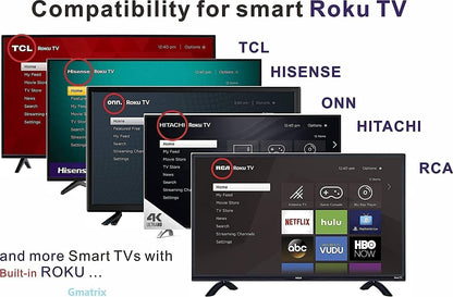 Replacement Remote for Roku TV, Universal Remote for TCL Roku/Hisense Roku/ONN Roku/Sharp Roku TV with Netflix, Sling, VUDU and Hulu Buttons