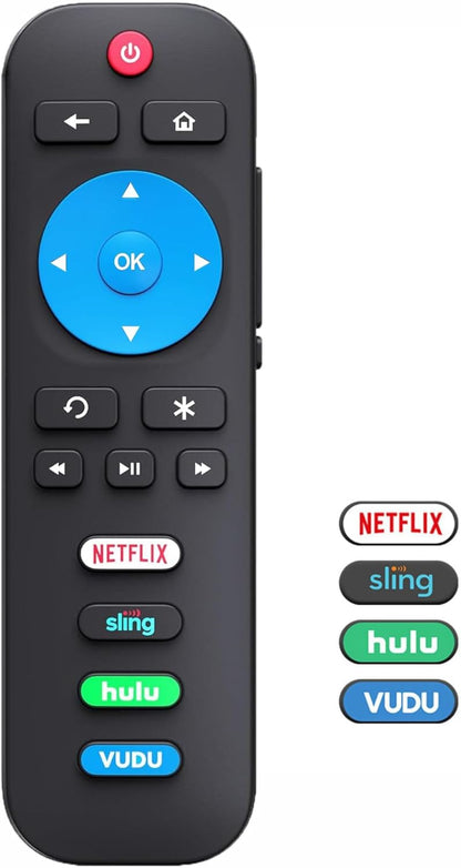 Replacement Remote for Roku TV, Universal Remote for TCL Roku/Hisense Roku/ONN Roku/Sharp Roku TV with Netflix, Sling, VUDU and Hulu Buttons